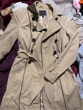 GUESS Women's Beige Trench Coat with Belt